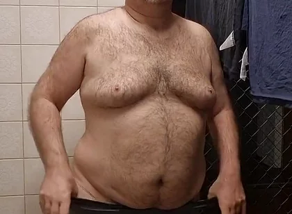 Chubby Daddy Bear Get Naked in the Laundry Room
