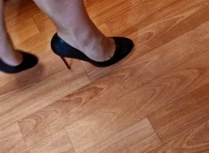 Walking Practice Before Cum in My New Black Pumps