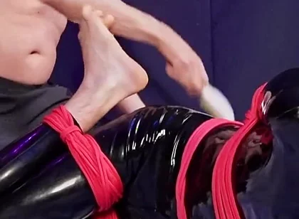 Nicky Roped Ballgagged and Tickled in Latex