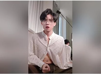 Sexy Twink In Suit Swing His Cock And Cum All Over Your Face And Tongue For Money