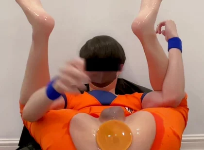 Dragon Ball Goku Laying Balls Asshole Squirting and Cum