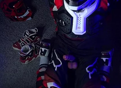 Horny Biker Plays with His Dick