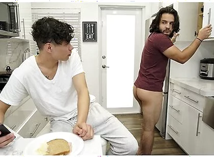 Tattooed Stud Chris Star Takes His Little Step Bro Dante Drackis Cock In The Kitchen