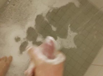 White Young Skinny Boy Under the Shower Piss and Cum