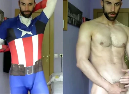 Captain America Jerking off and Cumming