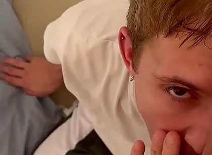 Cute Guy Sucks a Big Cock and Then Accepts, Fucked and Cumshot