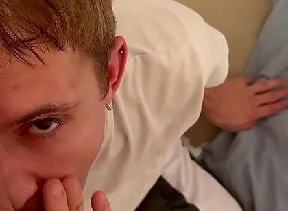 Cute Guy Sucks a Big Cock and Takes It in the Ass, Fucked and Cummed