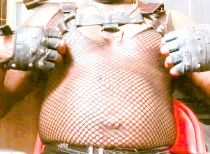 Fishnet Bodysuit & Leather Harness Titplay BBC Verbal Heavy Cum Scenes