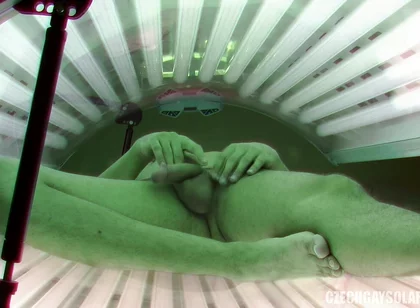 Czech Gay Solarium 5 Solo Jerk with Hung Twink - Caught in the Act