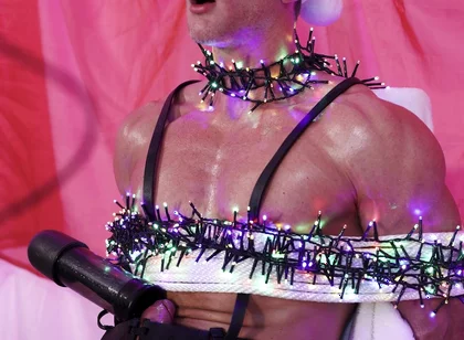 Santa Came by Early, so I Locked His Ass Down Using His Own Ropes and Used My Milking Machine to Take His Milk for Once