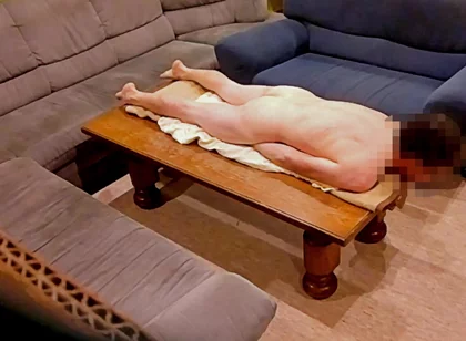 Hump Masturbation with Undressing on a Show Stage
