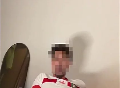Arab Football Player Jerks off His Fat Cock and Asks for Feet and Socks Worship