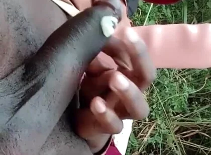 Outdoor playing with my dick and my huge dildo until cumshot