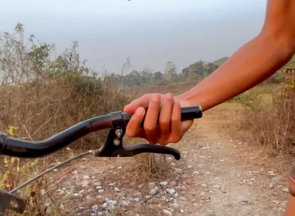 Nude Desi Boy Riding a Bicycle in the Open Outdoors.