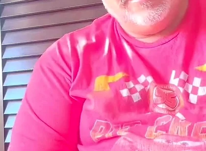 Big Belly on Belgium Grandfather Has Huge Mushroom Head and Has Large Sprays of Juice