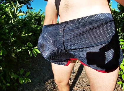 Cumming in My Sport Shorts Outdoors