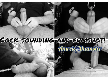 Cock Sounding. Powerful Orgasm and Sperm on the Balls.