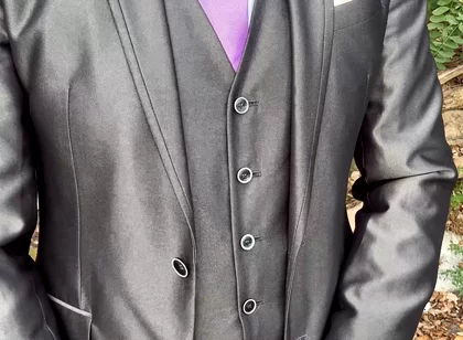 Public Outdoor Masturbation in a Shiny Suit