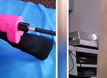 Fabulous Fucking Machine Anal Dildo Fucking in Chastity Cage