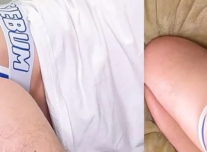 Massive Double Hands Free Cumshot From Wild Out of Control Clanker!