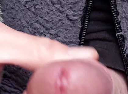 Big Uncut Cock Close up Outdoor Onesie Wanking Edging Cumming
