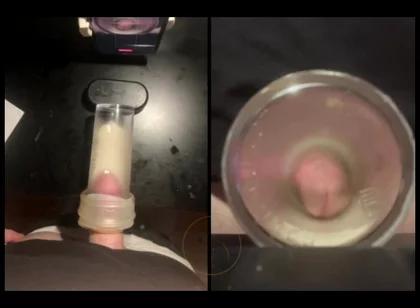 Pissing in a Fleshlight Helped by a Friend POV