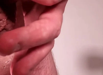 A Bear's Post Fuck Limp & Uncut Cock with a Drop of Cum on the Foreskin