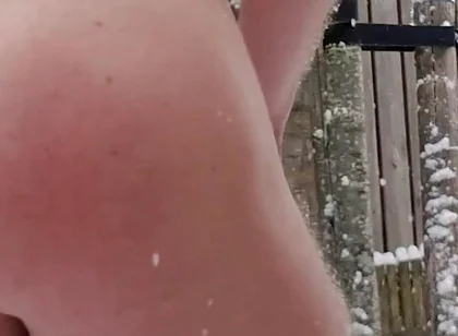 18 Year Old Blonde Twink Freezes Naked in -10 Degree Winter - Hard in Snow