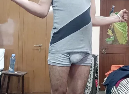 Indian Man Show Excercise in Underwear