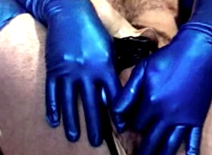 Latex Masked Sub in Stockings Fucks Its Ass with Huge Dildo