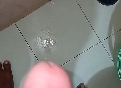 Solo Cock Cummshot Mastrubation in Bathroom