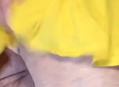 Tiny Yellow Plaid Thong Under Yellow Skirt