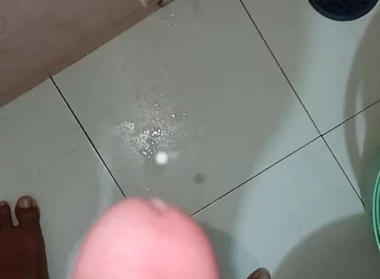 Solo Cock Cummshot Mastrubation in Bathroom