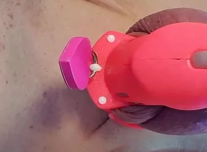 Anal Dildo Fucking and Squirting While Locked in Chastity