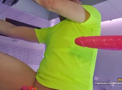 Anal Dildo Fucking and Squirting While Locked in Chastity