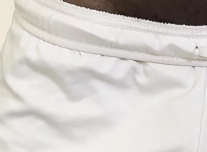 I Am Just Exercising Home in My White Box Shorts Commando of Course
