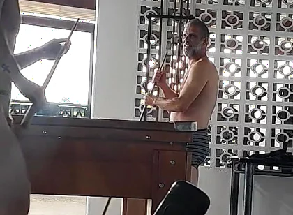 Camera Films Straight Players Playing Pool and Naked