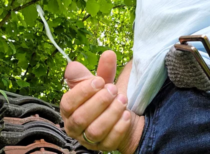 My Big Fat Cock! Playing and Cumming Outside