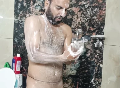 Desi Police Officer Having Shower