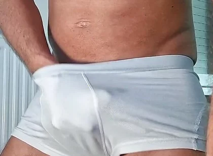 I Masturbate in My White Boxers and Take Out My Big Cock