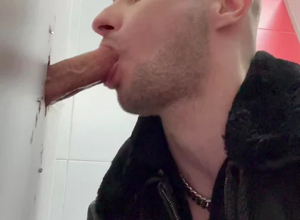Chav Scally Boy Sucks Big Dick Glory Hole in Public Toilet