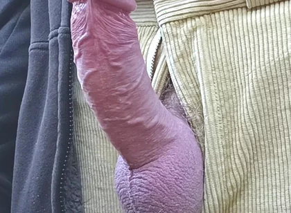 Big Uncut Cock Creamy Cum Outdoor Edging Wearing Cords