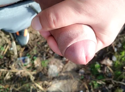 Gentle Slow Jerk off Close up Uncut Cock Outdoor - Close up Cum