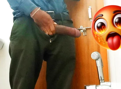 Today in the Office Toilet, I Spit on My Cock, Masturbated and Ejaculated