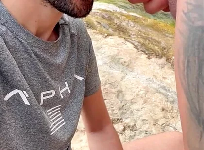 Hot Stepdaddy Sucking Massive Cock Outdoors
