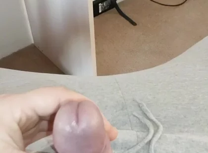 When I'm Home Alone - Jerking off My Shaved Dick Ended in an Orgasm on a Gaming Chair