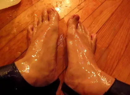 Masked Sissy in Leotard Cums and Piss on Feet