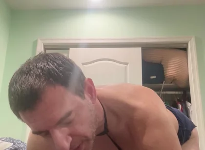 Sissy Stepdaddy in Stepdaughter Tight Shorts Sucking and Fucking Dildi