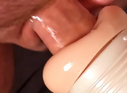 Stepdaddy Bear Pounds His New Fleshlight Butthole