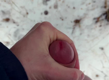 Handy POV - Twink Wixt His Cock in the Forest - in Winter